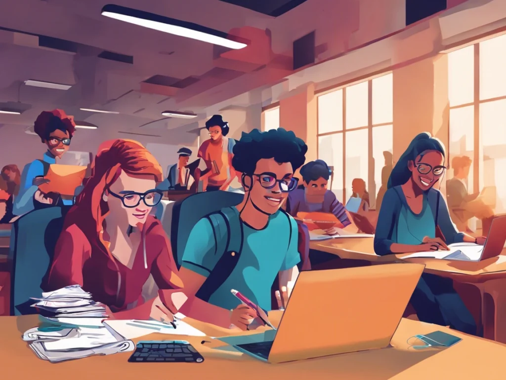 Student working on a laptop