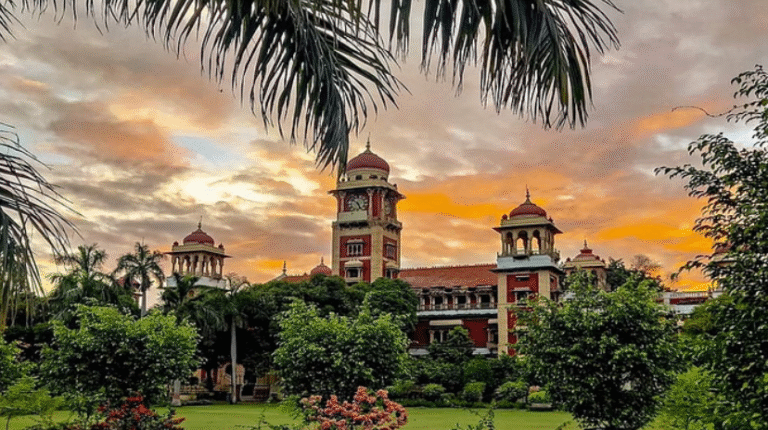 Main building of the University of Allahabad at sunset, one of the top central universities in India (2025 CUET guide).