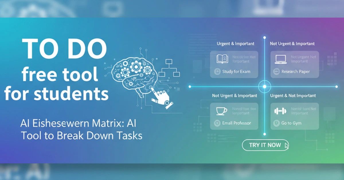 To Do free tool for students AI Eisenhower Matrix – AI-powered task management chart showing four quadrants: Urgent & Important, Not Urgent & Important, Urgent & Not Important, and Not Urgent & Not Important.