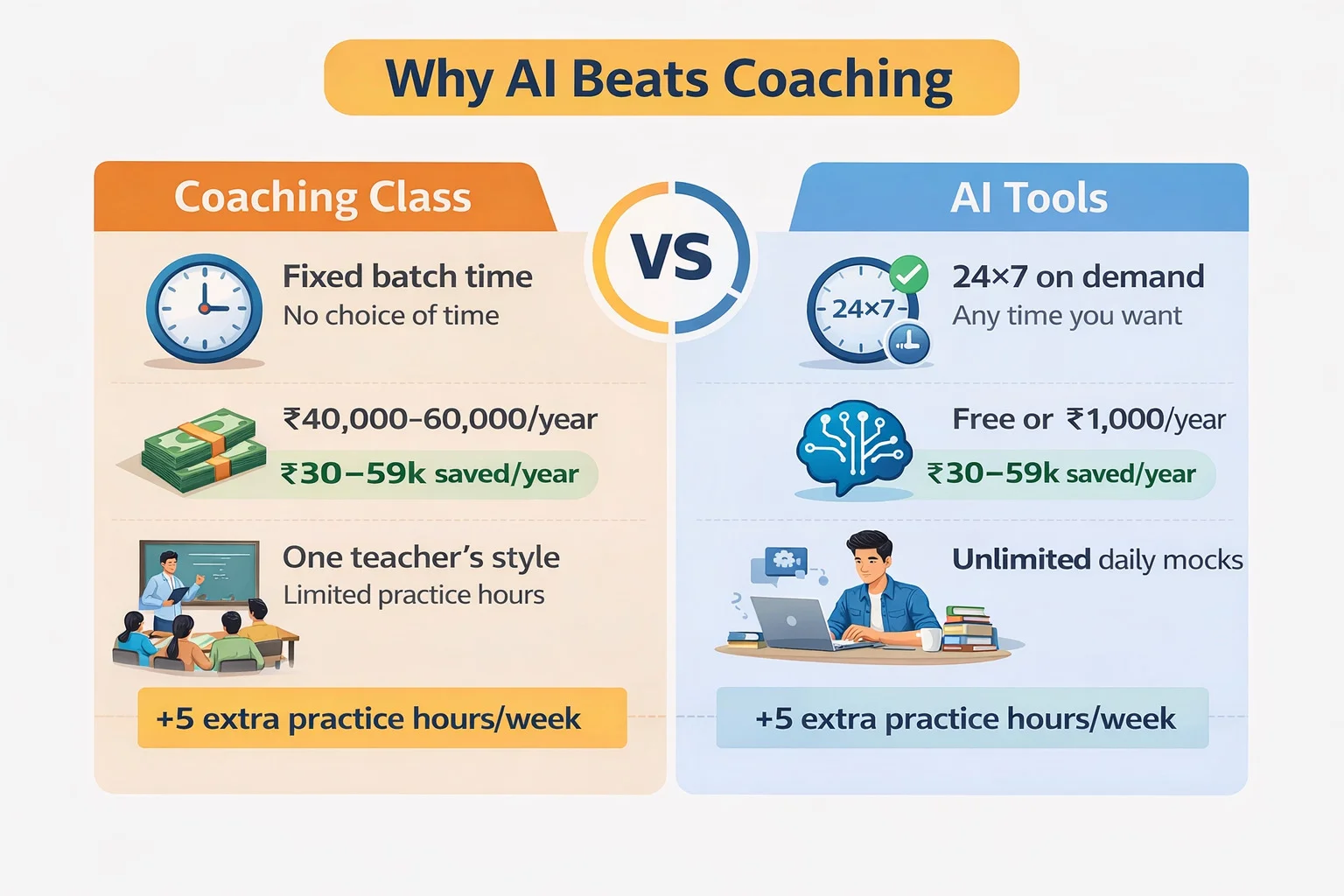 AI tools vs coaching classes comparison