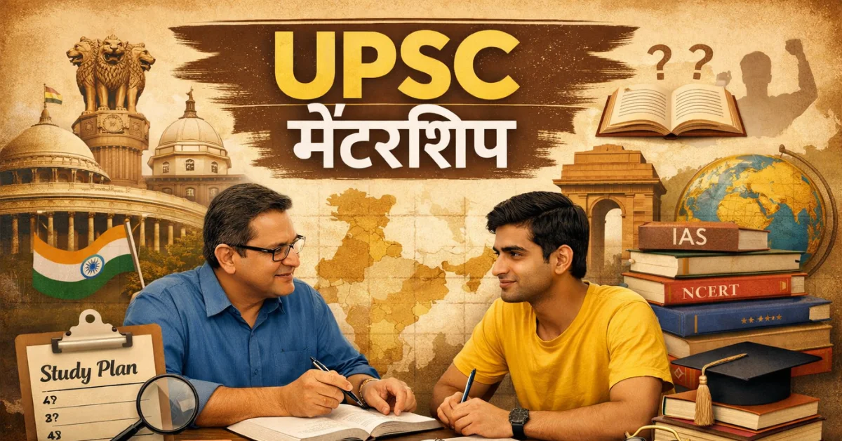 teacher and student sit on table and discussing Best UPSC Mentorship Program  